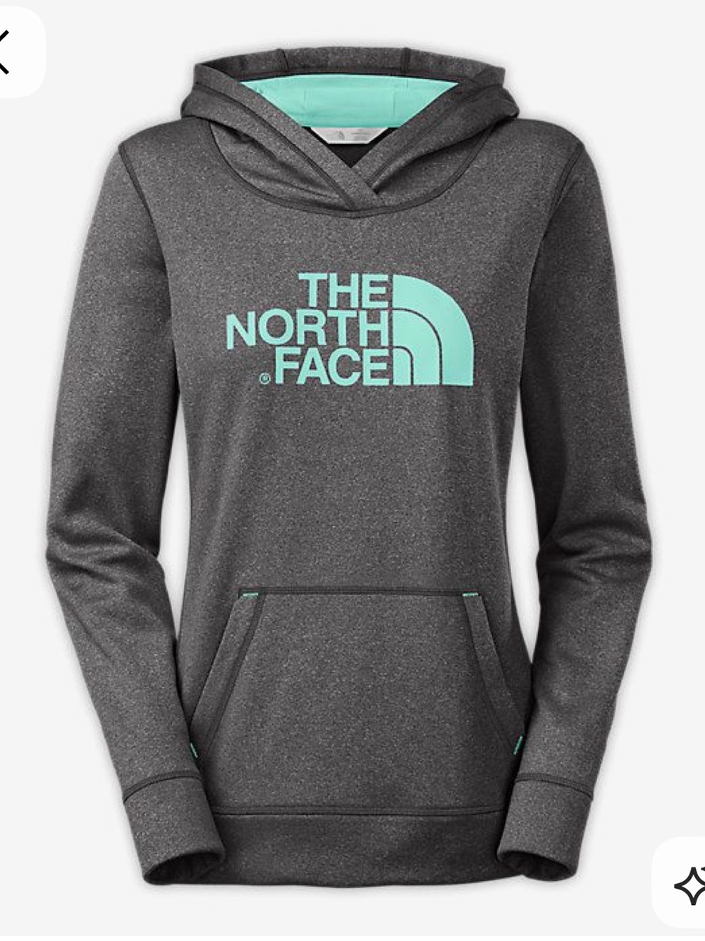 The North Face Women’s Charcoal Crewneck Pullover with Teal Logo Size L Outdoor